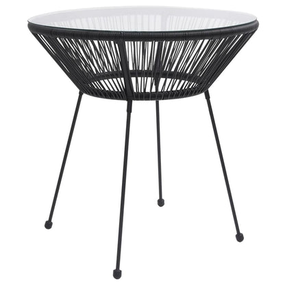Mesa De Comedor De Jardín Acero Y Vidrio Negra Ø70X74 Cm