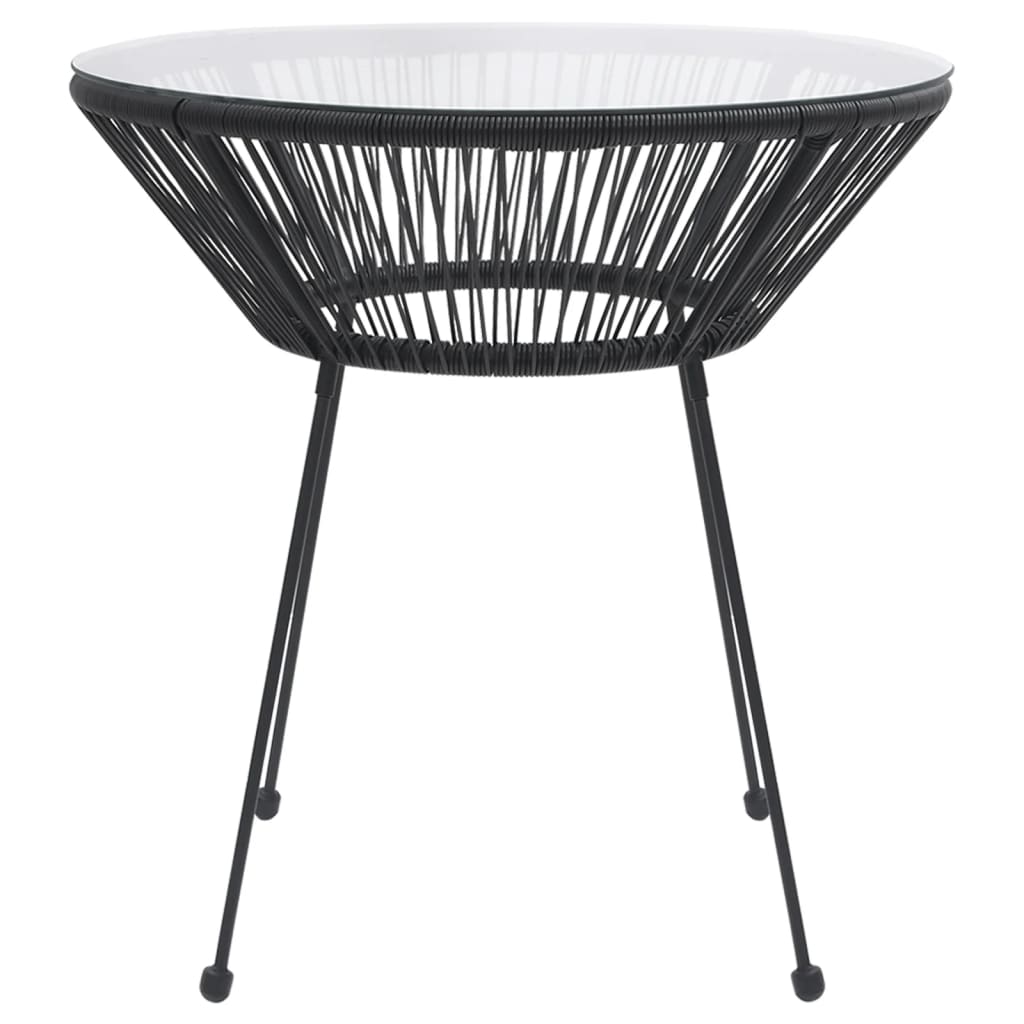 Mesa De Comedor De Jardín Acero Y Vidrio Negra Ø70X74 Cm