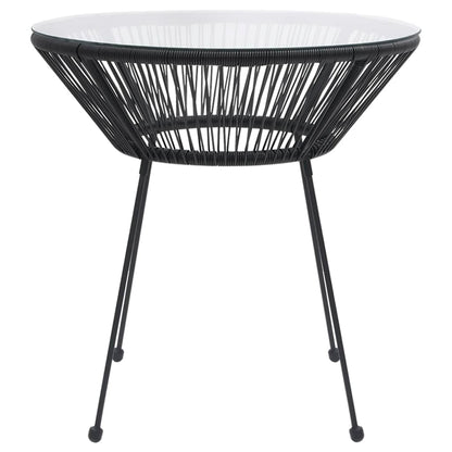 Mesa De Comedor De Jardín Acero Y Vidrio Negra Ø70X74 Cm