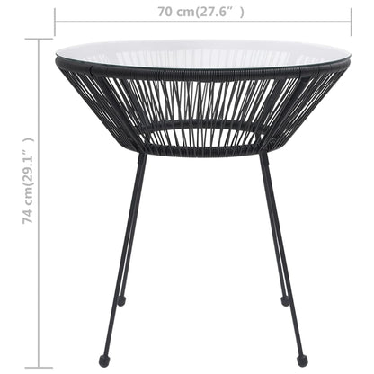 Mesa De Comedor De Jardín Acero Y Vidrio Negra Ø70X74 Cm