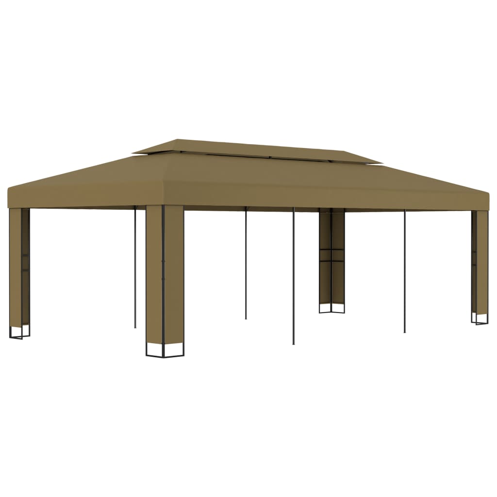 Cenador Con Doble Techo Gris Taupe 180 G/M²