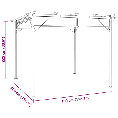 Pérgola Con Tejado Retráctil Acero Gris 3X3M 180 G/M²