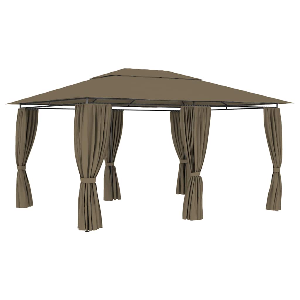 Carpa De Jardín Con Cortinas Gris 4X3 M