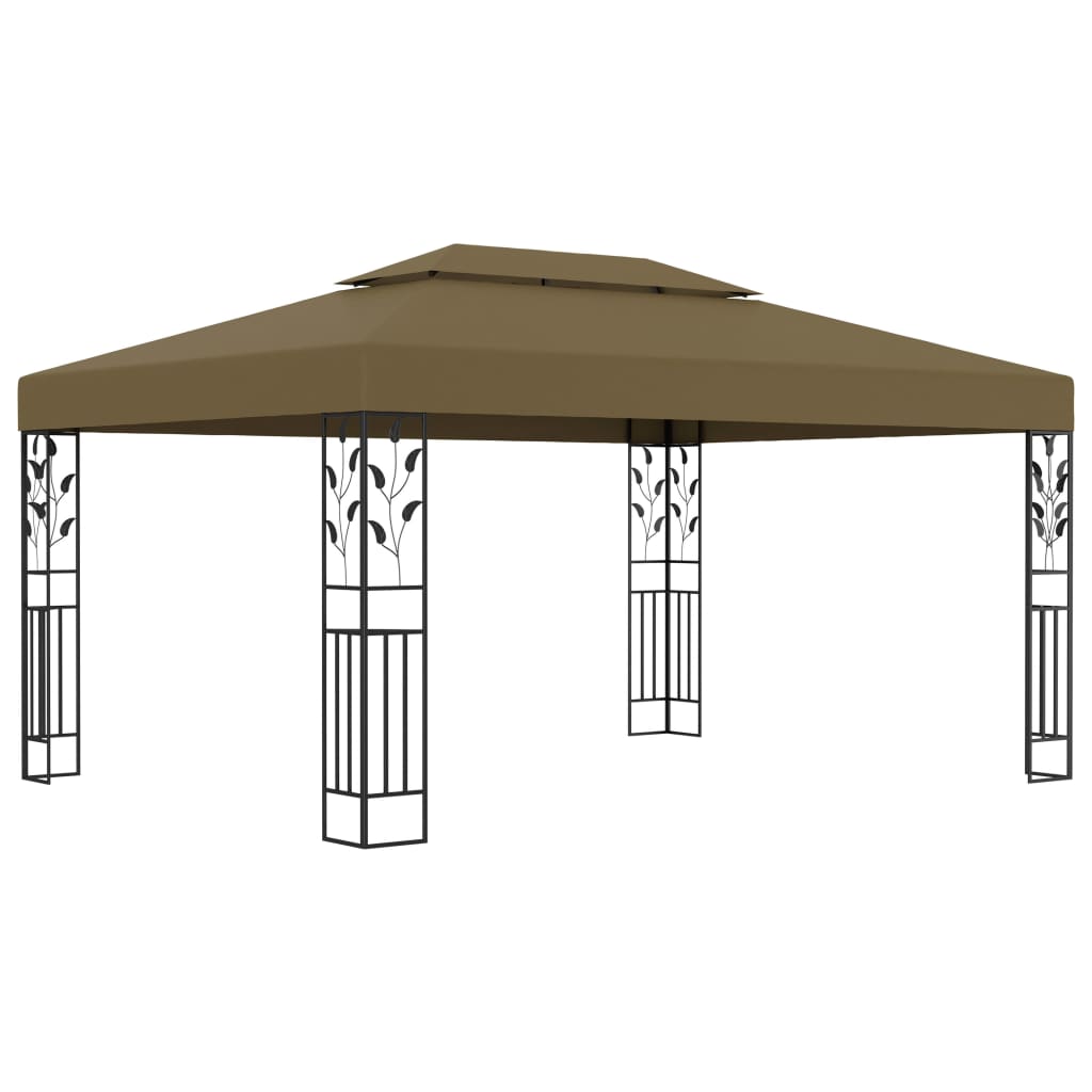Cenador Con Doble Techo Gris 3X4 M