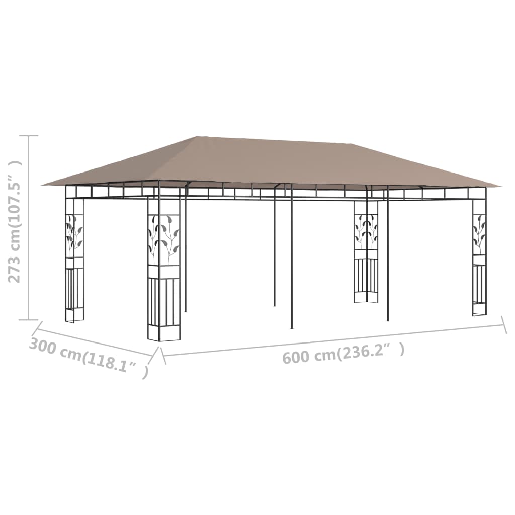 Cenador Con Mosquitera Gris Taupe 6X3X2,73 M 180 G/M²