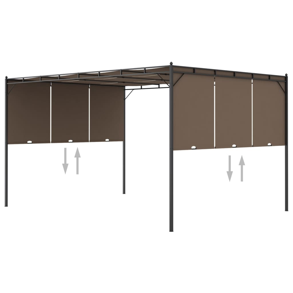 Cenador De Jardín Con Cortina Lateral Gris Taupe 4X3X2,25 M