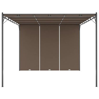 Cenador De Jardín Con Cortina Lateral Gris Taupe 4X3X2,25 M