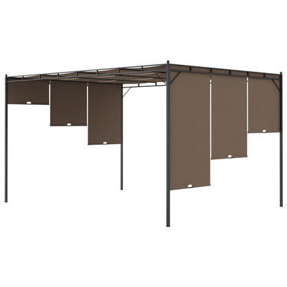 Cenador De Jardín Con Cortina Lateral Gris Taupe 4X3X2,25 M