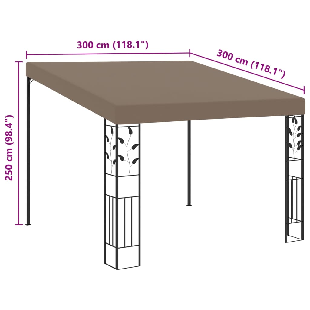 Cenador Con Montaje En La Pared Gris Taupe 3X3X2,5 M