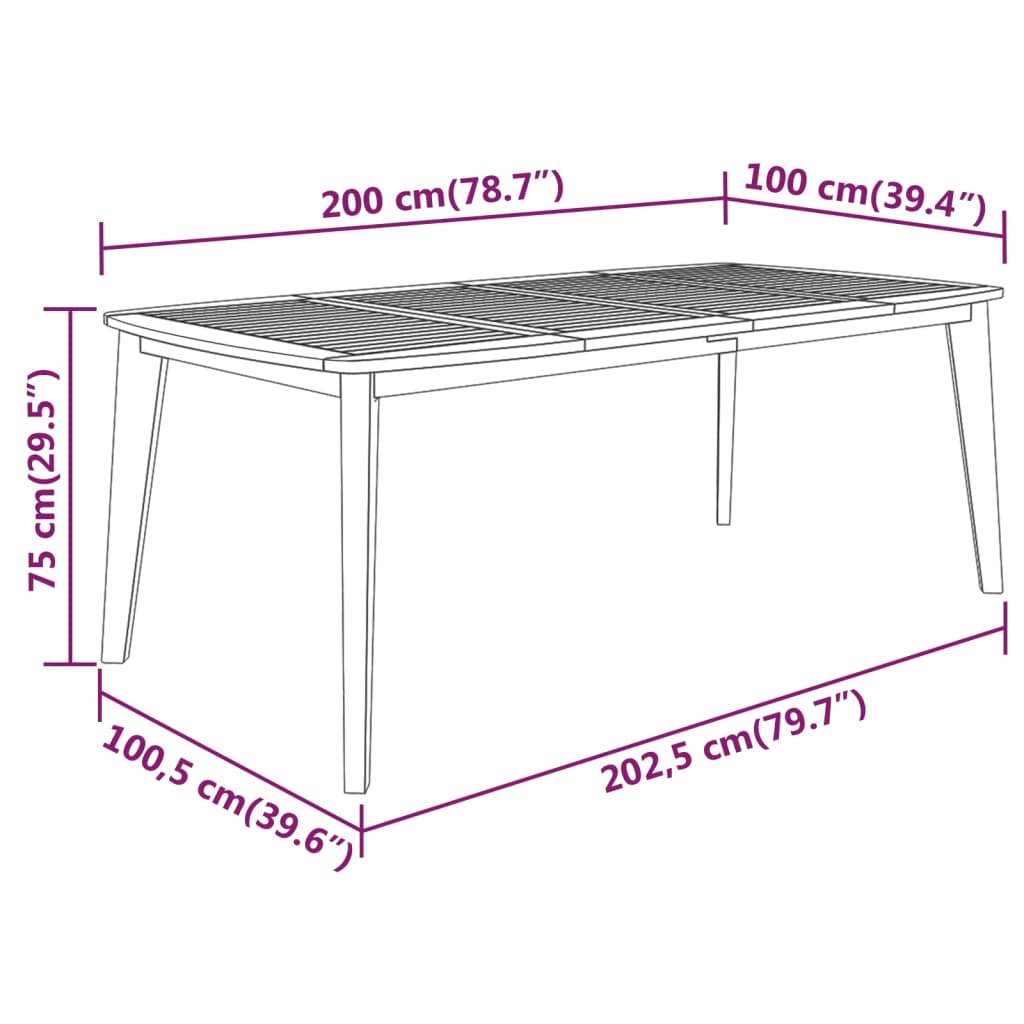 Mesa De Jardín Madera Maciza De Acacia