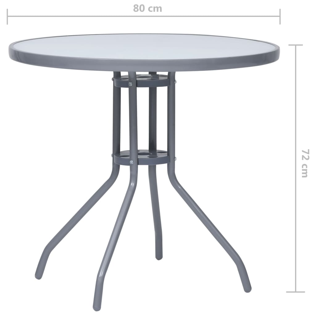 Mesa De Jardín Acero Y Vidrio 80 Cm