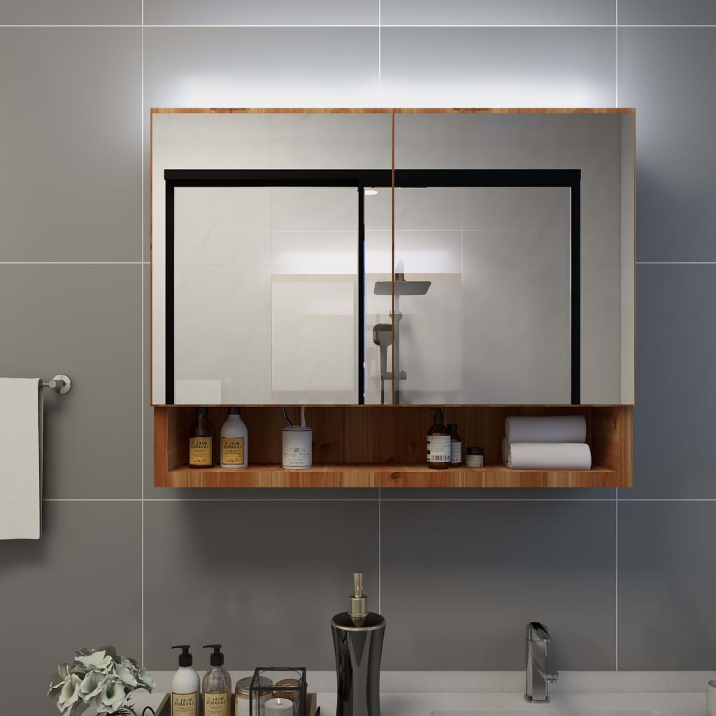 Armario De Baño Con Espejo 80X15X60 Cm