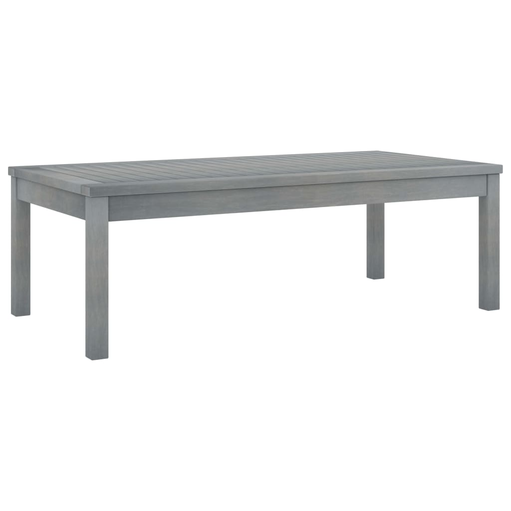 Mesa De Centro De Madera Maciza De Acacia Gris 100X50X33 Cm