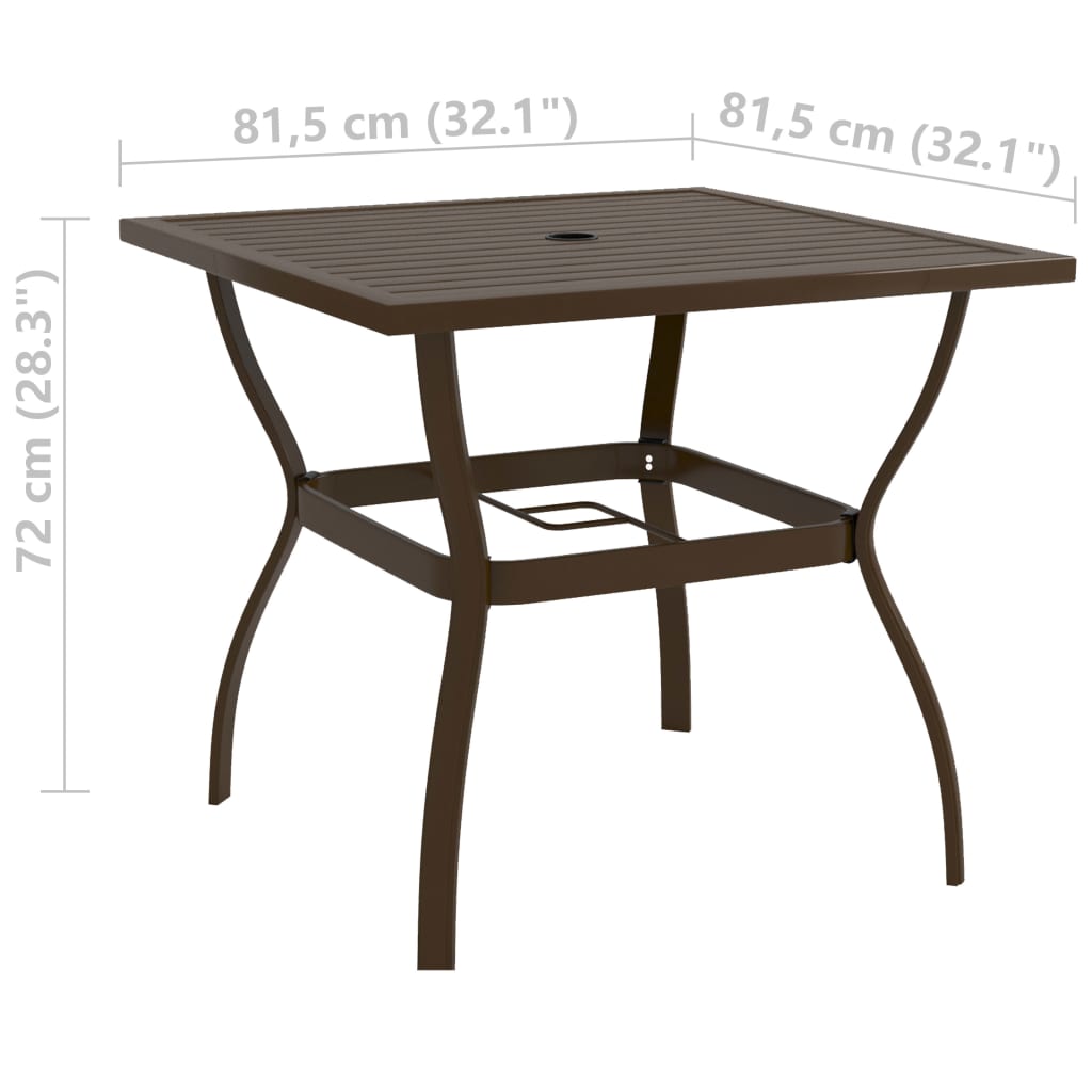 Mesa De Jardín De Acero 81,5X81,5X72 Cm