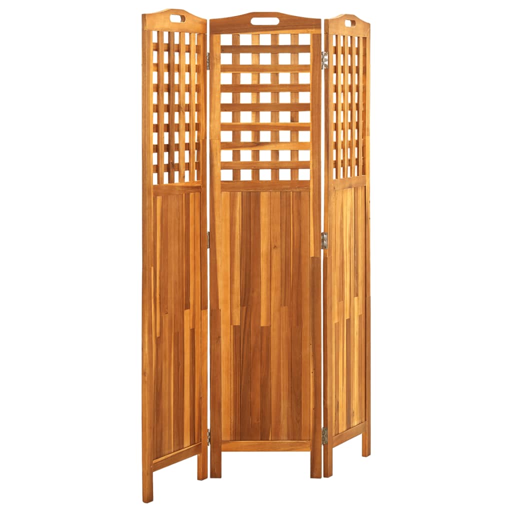 Biombo De 3 Paneles Madera Maciza De Acacia