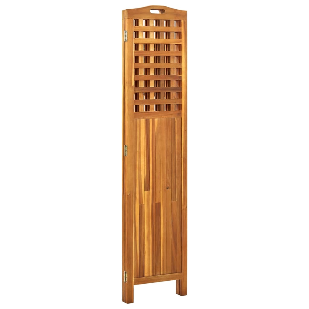 Biombo De 3 Paneles Madera Maciza De Acacia
