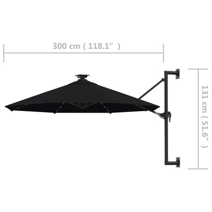 Sombrilla De Jardín De Pared Con Luces Led 300 Cm