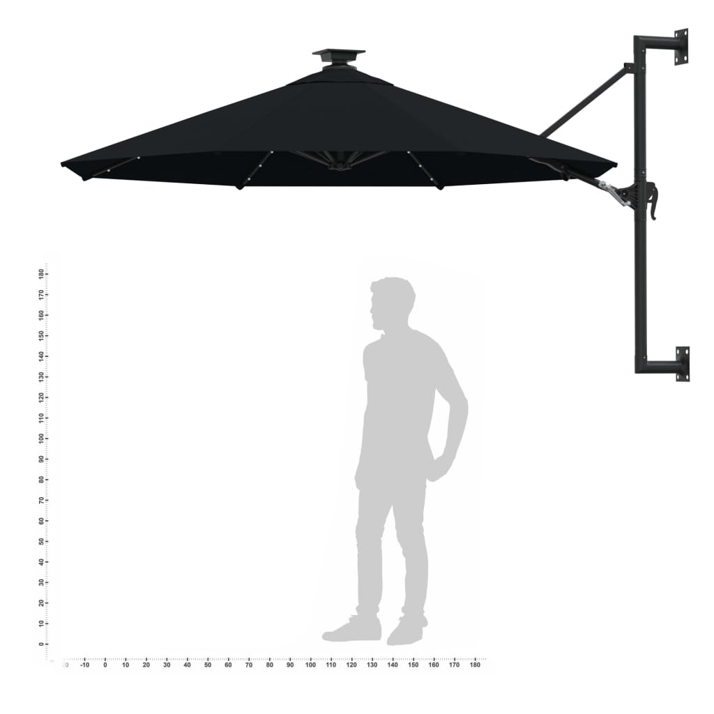 Sombrilla De Jardín De Pared Con Luces Led 300 Cm