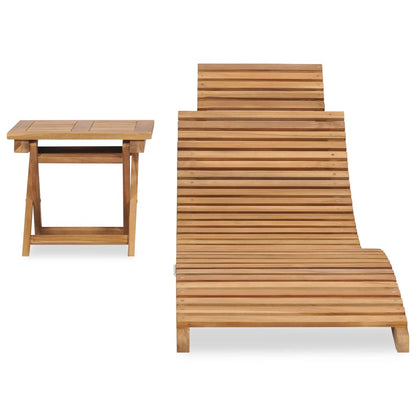 Tumbona Plegable Con Mesa De Madera Maciza De Teca
