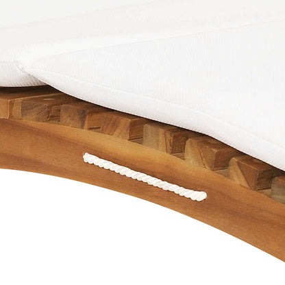 Tumbona Plegable Con Cojín Crema Madera Maciza De Teca