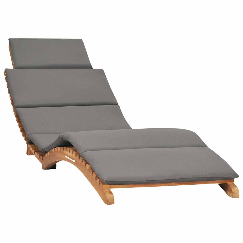 Tumbona Plegable Con Cojín Crema Madera Maciza De Teca