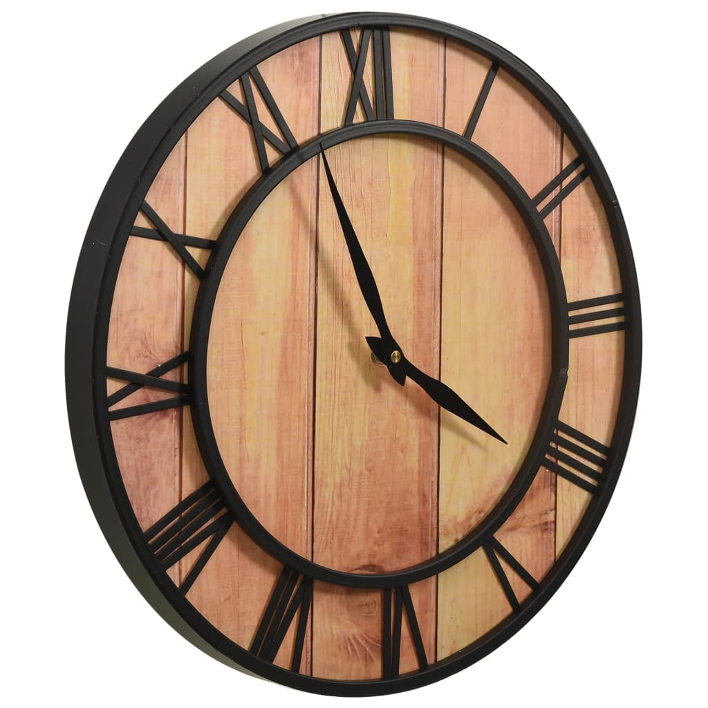 Reloj De Pared Mdf Y Hierro Marrón Y Negro 39 Cm