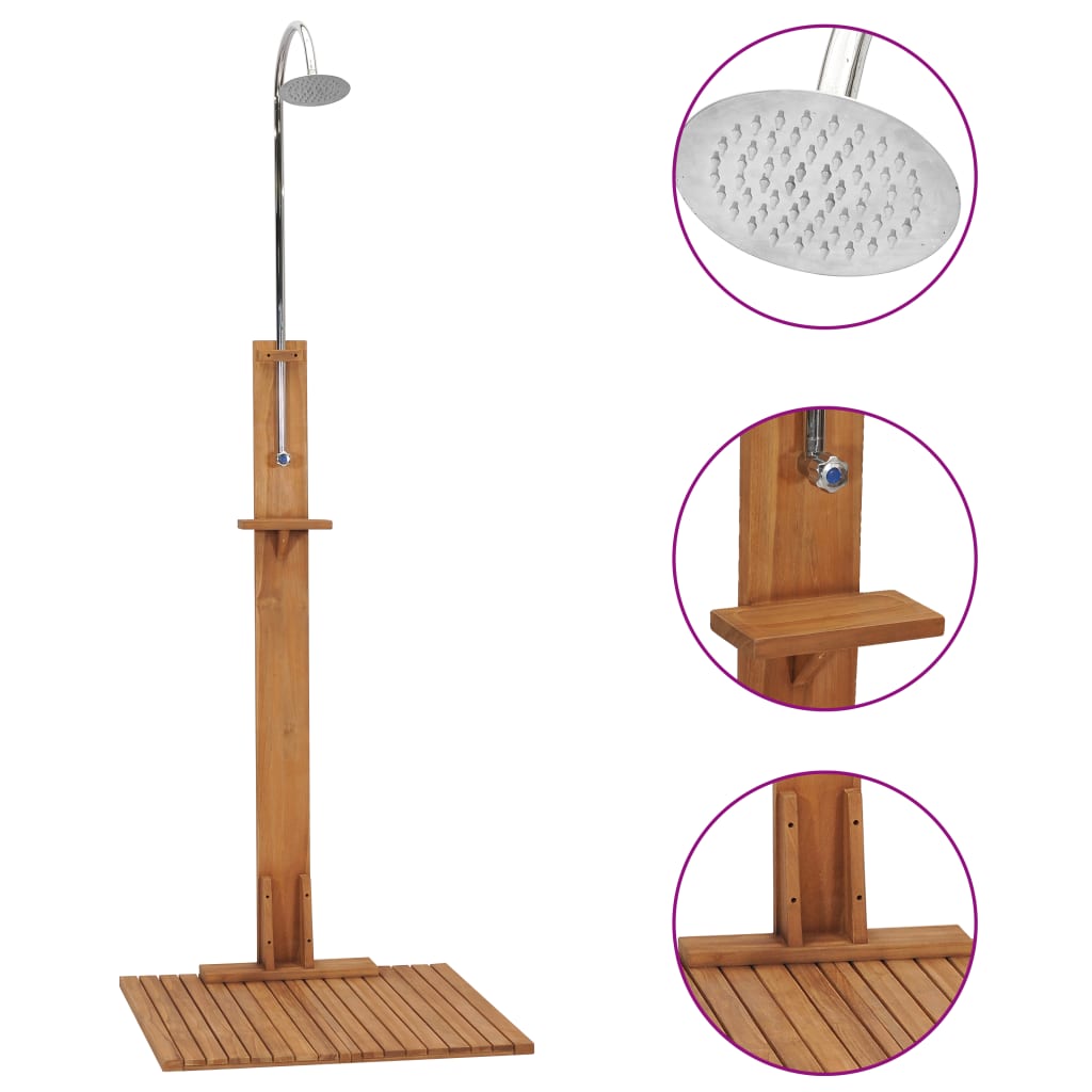 Ducha De Jardín De Madera Maciza De Teca 75X75X210 Cm
