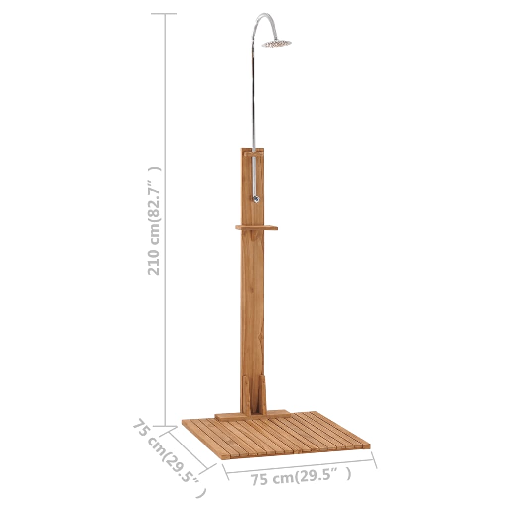Ducha De Jardín De Madera Maciza De Teca 75X75X210 Cm