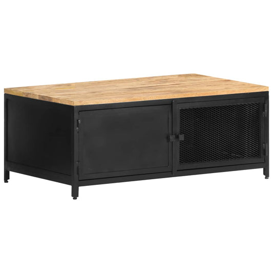 Mesa De Centro De Madera Maciza De Mango Rugosa 90X50X37 Cm