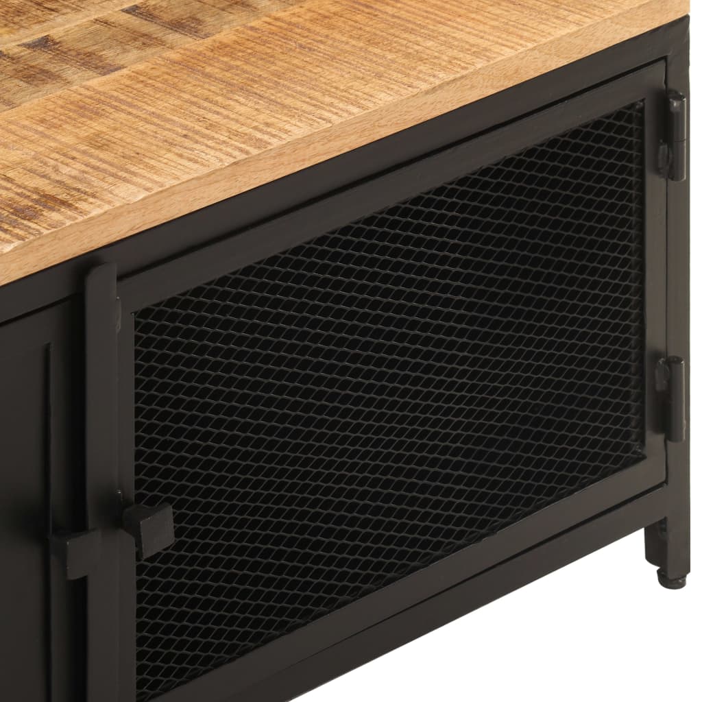 Mesa De Centro De Madera Maciza De Mango Rugosa 90X50X37 Cm