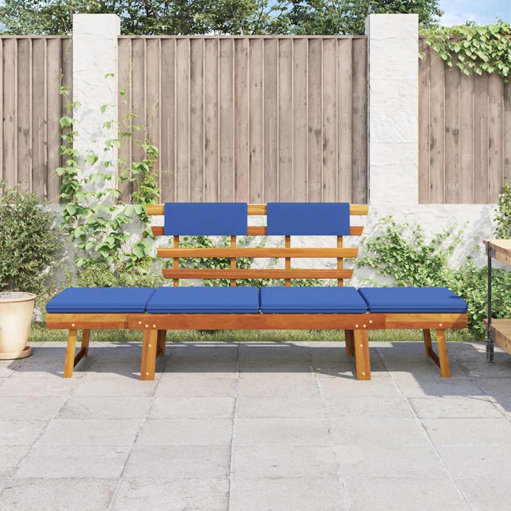Banco De Jardín Con Cojines 2 En 1 190 Cm Madera Maciza Acacia
