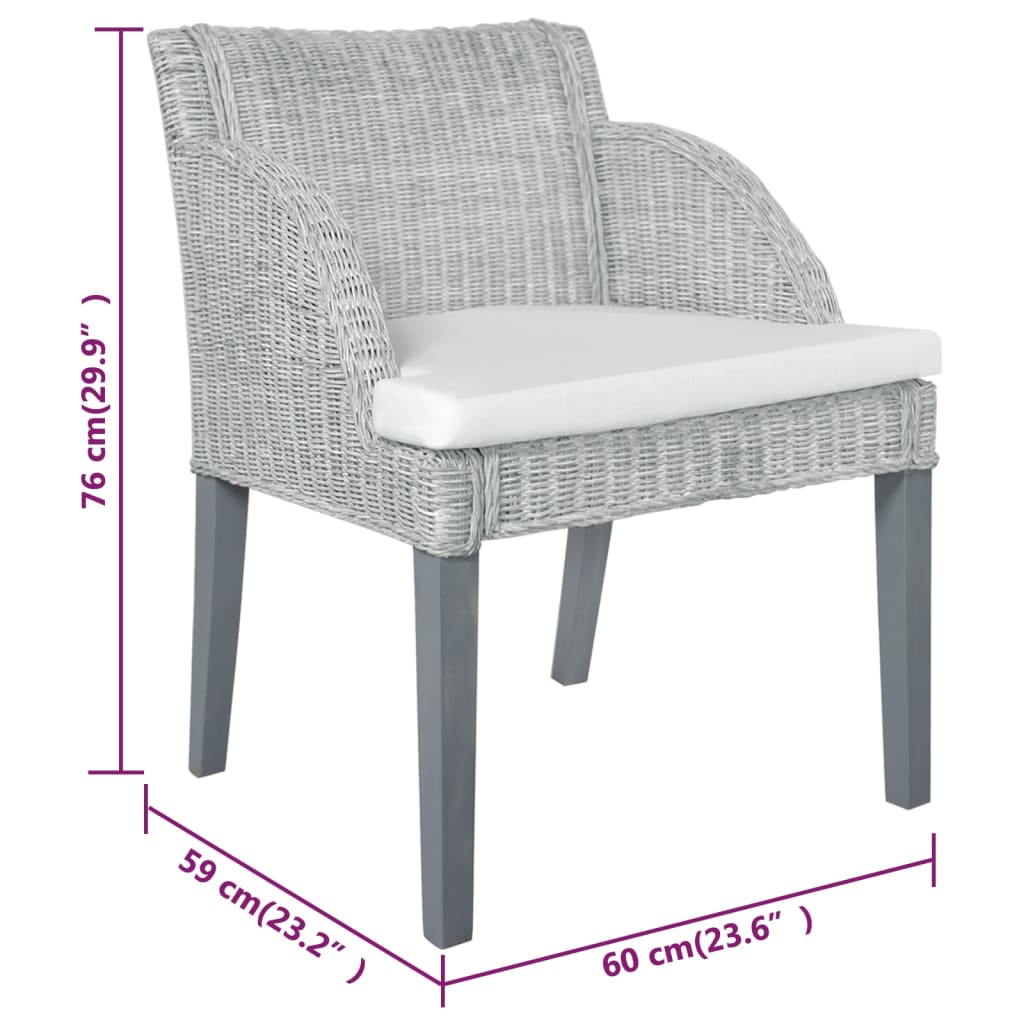 Silla De Comedor Con Cojín Ratán Natural