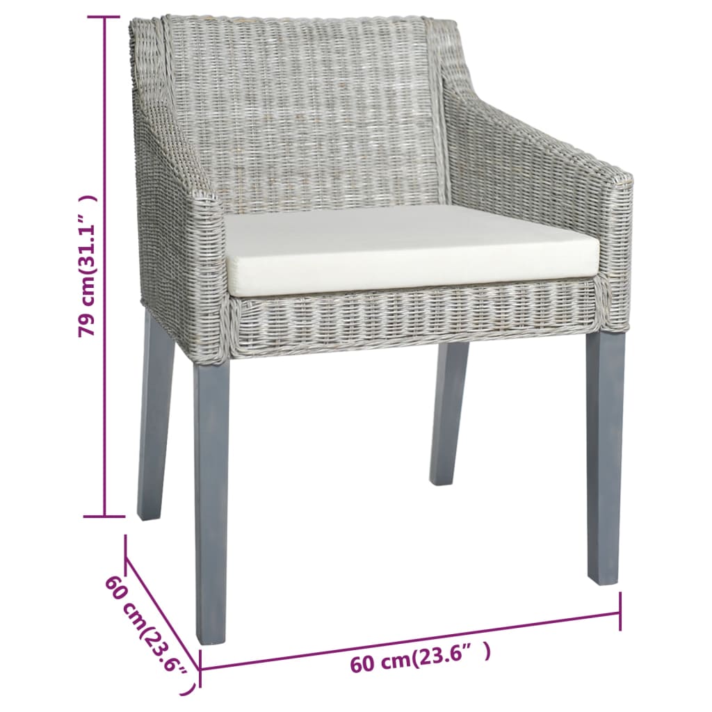 Silla De Comedor Con Cojín Ratán Natural