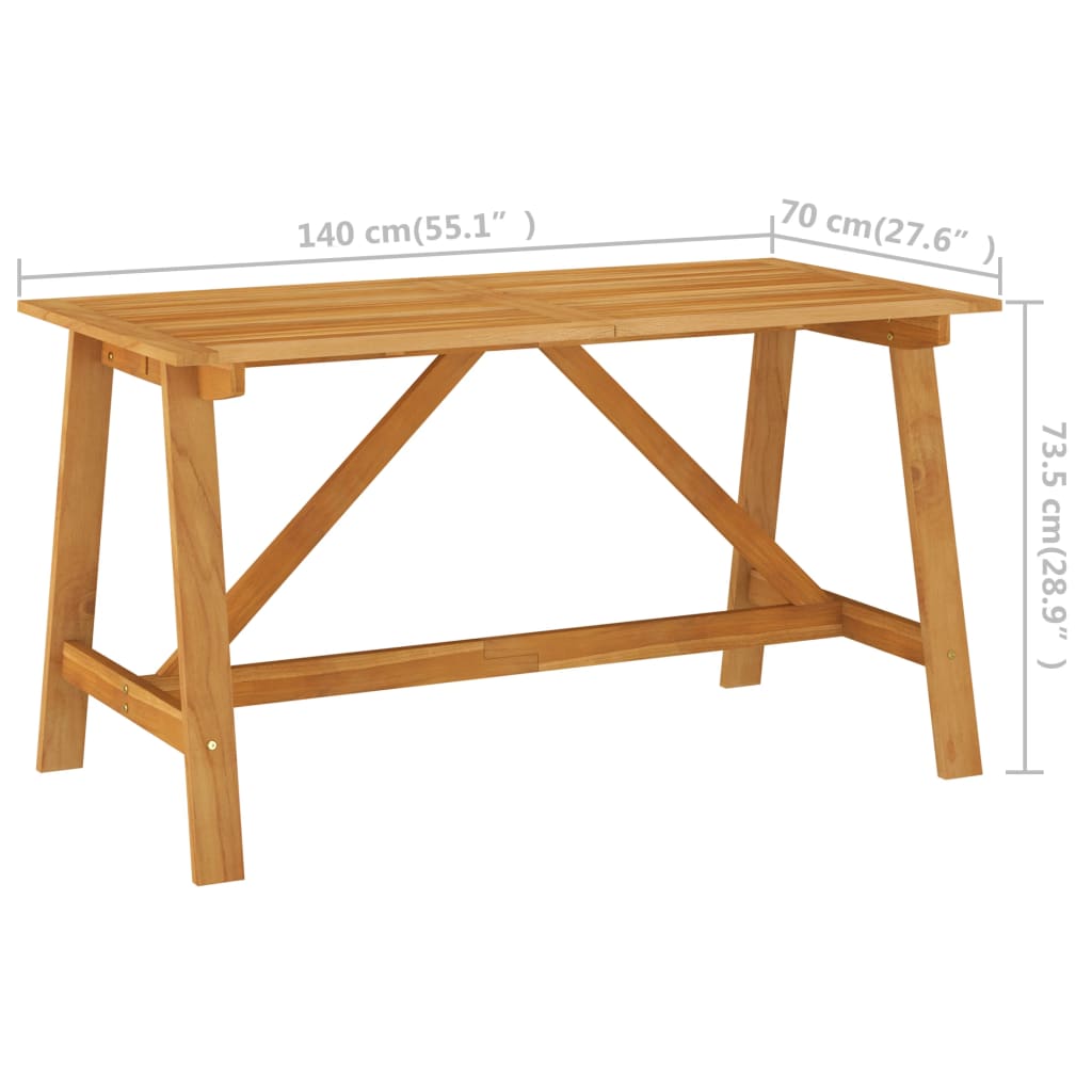 Mesa De Comedor De Jardín Madera Maciza De Acacia 140X73X73,5Cm