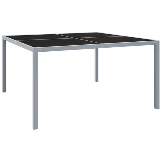 Mesa De Jardín De Acero Y Vidrio Gris 130X130X72 Cm