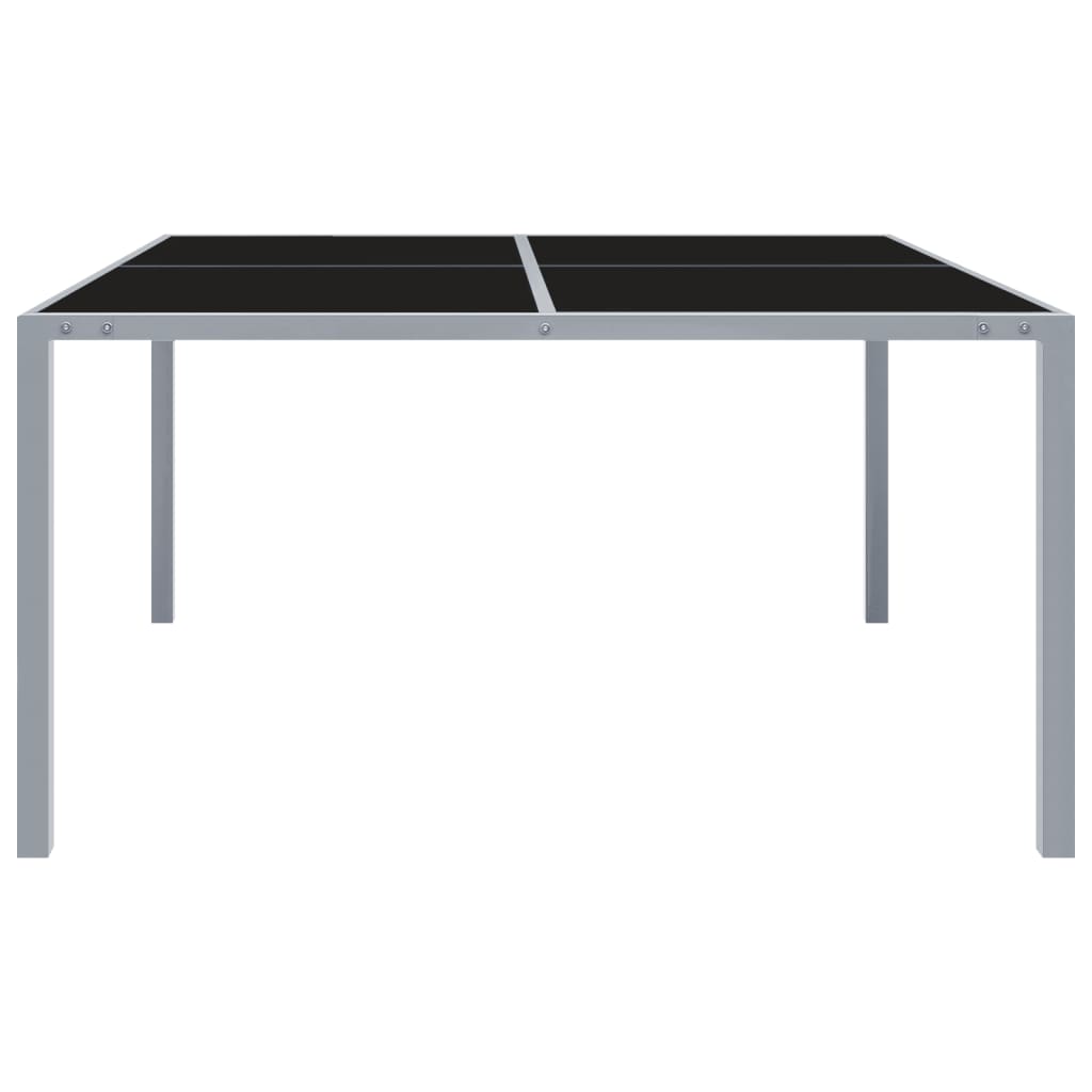 Mesa De Jardín De Acero Y Vidrio Gris 130X130X72 Cm