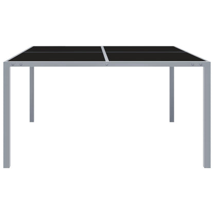 Mesa De Jardín De Acero Y Vidrio Gris 130X130X72 Cm