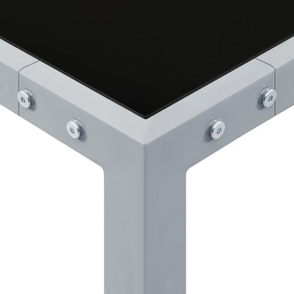 Mesa De Jardín De Acero Y Vidrio Gris 130X130X72 Cm