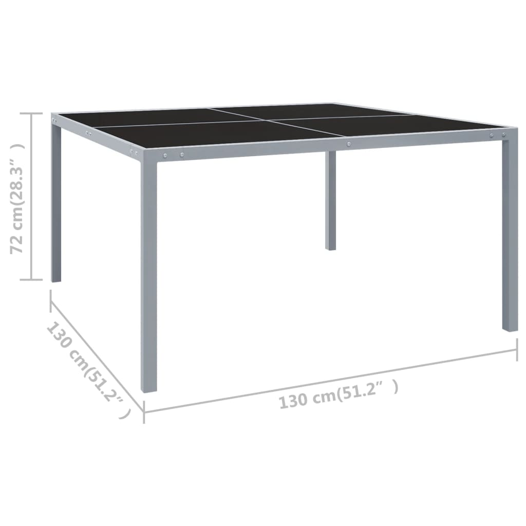 Mesa De Jardín De Acero Y Vidrio Gris 130X130X72 Cm
