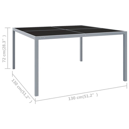 Mesa De Jardín De Acero Y Vidrio Gris 130X130X72 Cm
