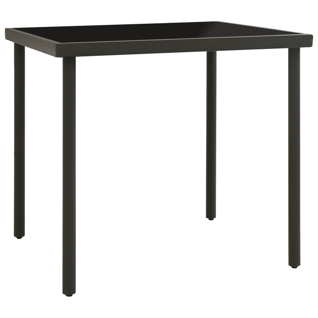 Mesa De Comedor Jardín Vidrio Y Acero Gris 80X80X72Cm
