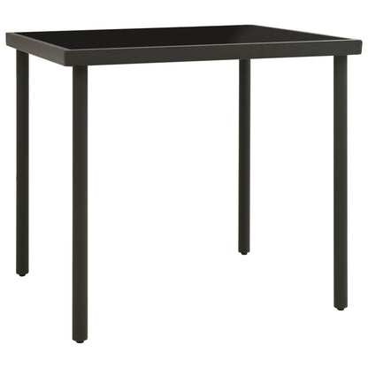 Mesa De Comedor Jardín Vidrio Y Acero Gris 80X80X72Cm