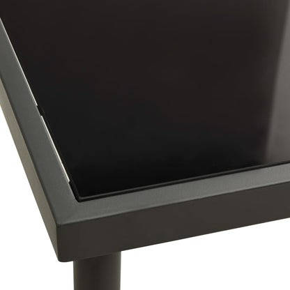Mesa De Comedor Jardín Vidrio Y Acero Gris 80X80X72Cm