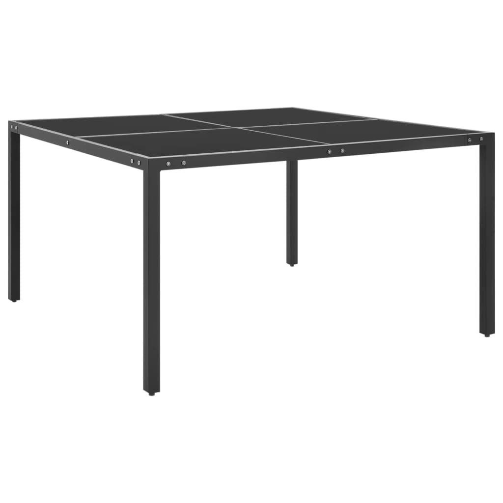 Mesa De Jardín De Acero Y Vidrio Antracita 130X130X72 Cm