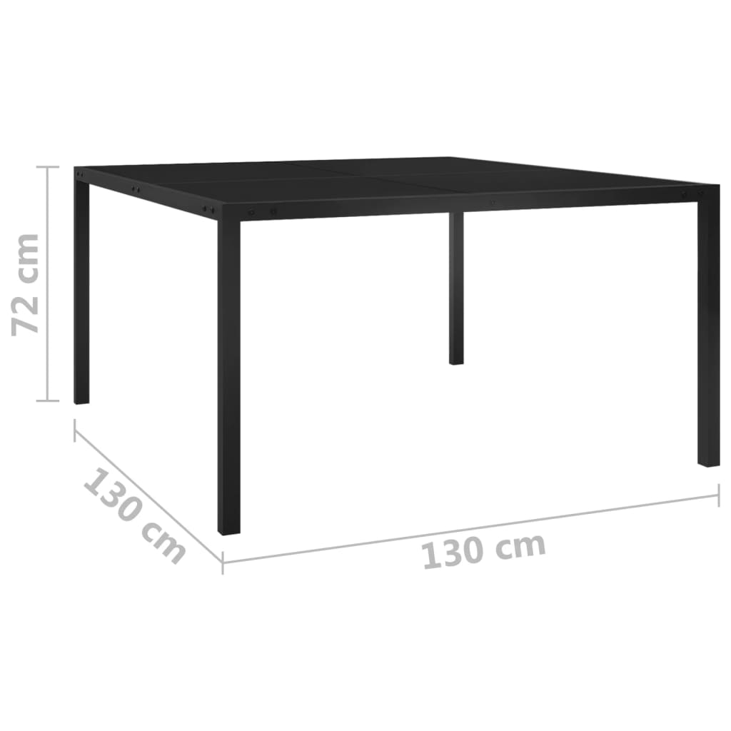 Mesa De Jardín De Acero Y Vidrio Negra 130X130X72 Cm