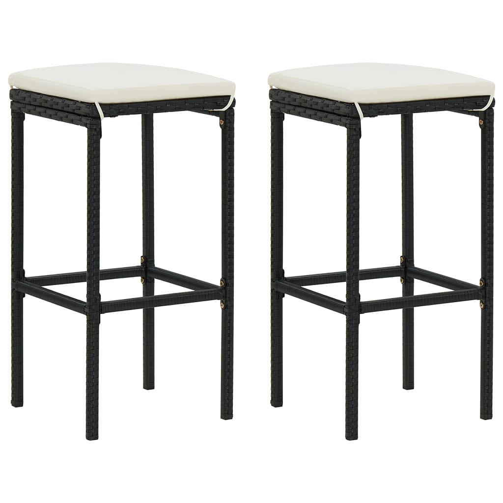Taburetes De Cocina Con Cojines 2 Uds Ratán Sintético