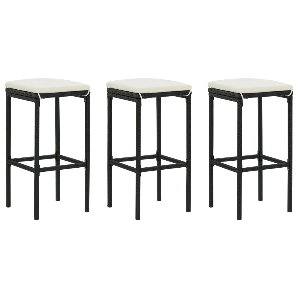 Taburetes De Cocina Con Cojines 2 Uds Ratán Sintético