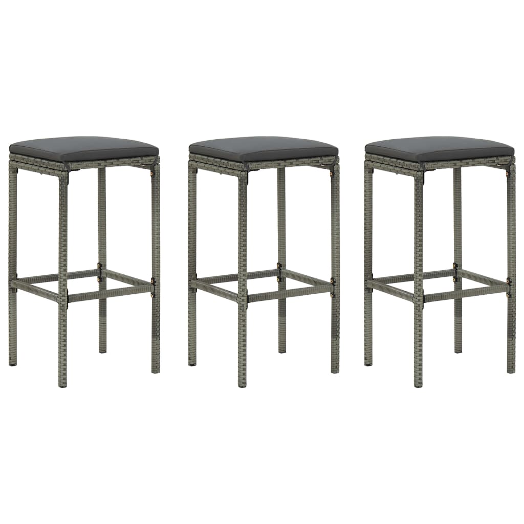 Taburetes De Cocina Con Cojines 2 Uds Ratán Sintético