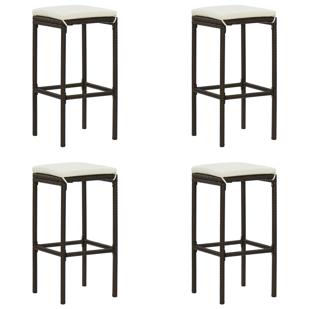 Taburetes De Cocina Con Cojines 2 Uds Ratán Sintético