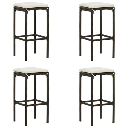 Taburetes De Cocina Con Cojines 2 Uds Ratán Sintético